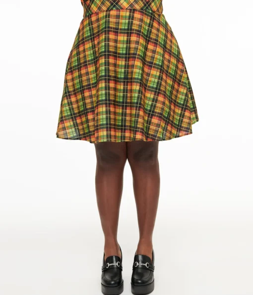 Retrolicious Plus Size 1950s Autumn Tartan Skater Skirt