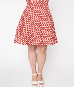 Retrolicious Red Cherry Flare Skirt