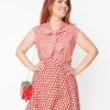 Retrolicious Red Gingham Bow Top