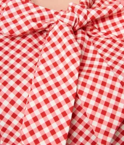 Retrolicious Red Gingham Bow Top