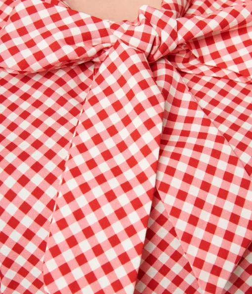 Retrolicious Red Gingham Bow Top