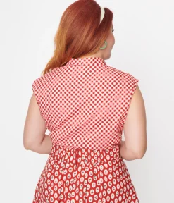 Retrolicious Red Gingham Bow Top