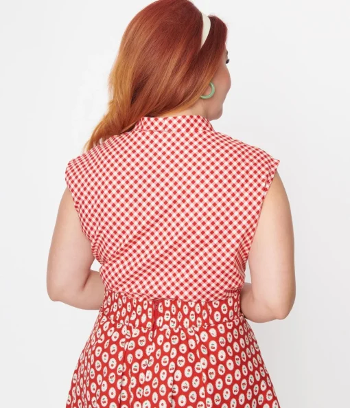 Retrolicious Red Gingham Bow Top