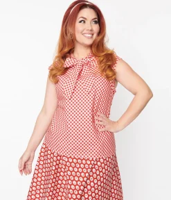 Retrolicious Red Gingham Bow Top