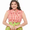 Retrolicious 1950s Red & White Gingham Cotton Bow Top