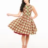 Retrolicious 1950s Red Tartan Holiday Elizabeth Swing Dress