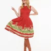 Retrospec'd Red & Greener Pastures Print Peggy Swing Dress