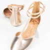 Rose Gold Patent Leatherette Bee T-Strap Flats