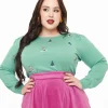 Royal Monk Plus Size 1950s Teal Ski Snow Season Sweater
