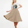 Royal Monk 1950s Beige & Black Check Hilda Swing Skirt