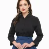 Royal Monk 1950s Black Button Up Celia Blouse