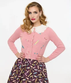 Royal Monk 1950s Pink Candy Cardigan