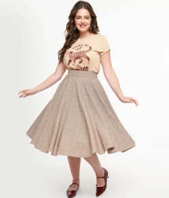 Royal Monk 1950s Pink Check Florence Swing Skirt