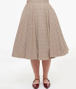 Royal Monk 1950s Pink Check Florence Swing Skirt