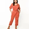 Rust Denim Utility Jumpsuit