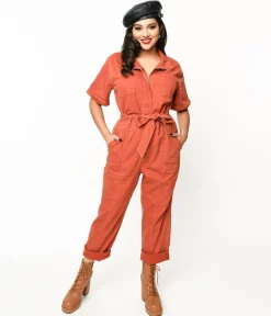 Rust Denim Utility Jumpsuit