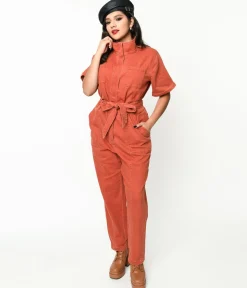Rust Denim Utility Jumpsuit