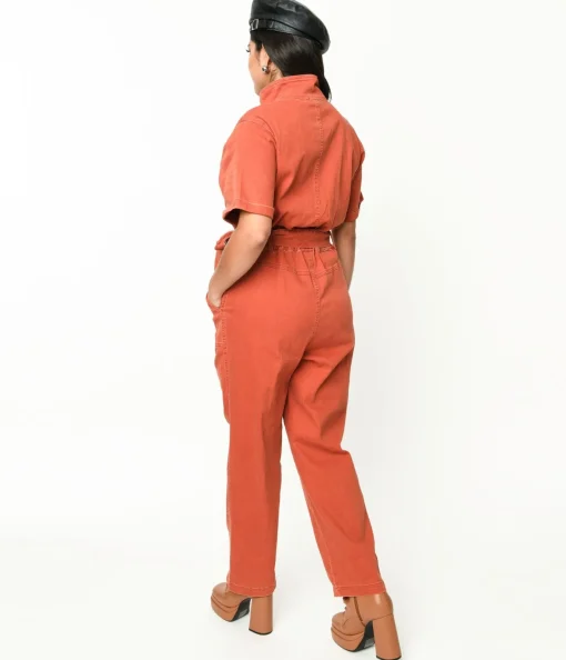 Rust Denim Utility Jumpsuit
