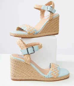 1970s Aqua Getty Wedge Sandals