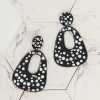 1980s Black & White Polka Dot Drop Earrings