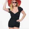 1950s Black Bow Romper Swimsuit