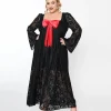 1970s Black Lace & Interchangeable Bow Priscilla Maxi Dress