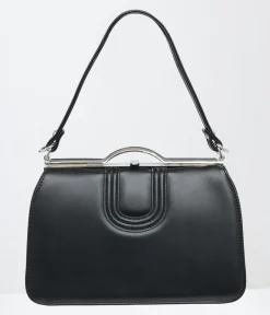 1950s Black Leatherette Dolores Handbag