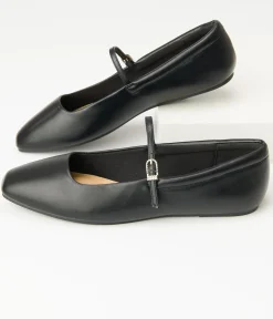 1960s Black Leatherette Flats