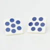1980s Blue Polka Dot Square Earrings