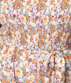 1970s Brown Daisy Floral Jumpsuit
