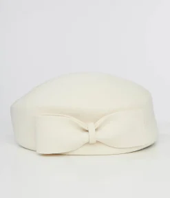 1940s Cream Bow Beret