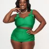 1950s Green High Waist Swim Skirt