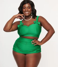 1950s Green High Waist Swim Skirt