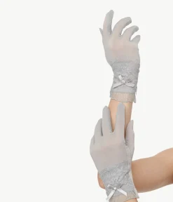 1950s Grey Lace & Bow Gloves