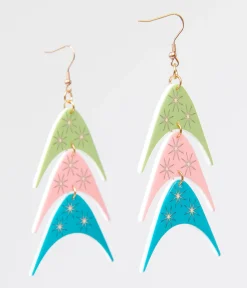 1950s Multicolor Boomerang Trio Earrings