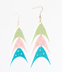 1950s Multicolor Boomerang Trio Earrings