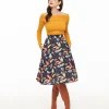 1950s Navy Fox Print Swing Skirt