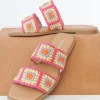 1970s Pink Crochet Square Sandals