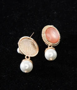 1920s Pink Pearl Art Deco Earrings