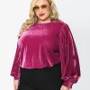 1970s Purple Velvet Long Sleeve Top