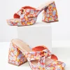 1970s Red Floral Esme Platform Heels