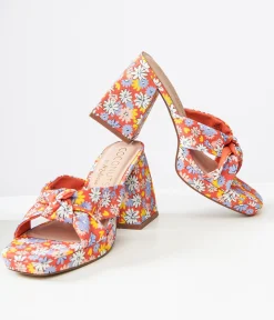 1970s Red Floral Esme Platform Heels