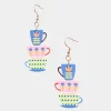 1960s Retro Teacups & Saucers Drop Earrings