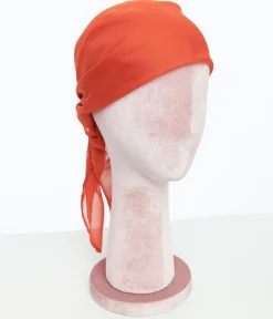 1950s Rust Orange Chiffon Hair Scarf