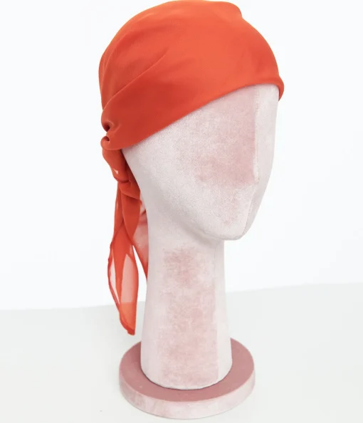 1950s Rust Orange Chiffon Hair Scarf