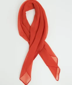 1950s Rust Orange Chiffon Hair Scarf