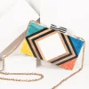 1960s Style Rainbow Chevron Wood & Resin Hard Clutch