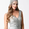 1920s Style Silver Beaded Fringe Flapper Cap
