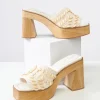 1970s White Beaded Crochet Glenn Platform Heels