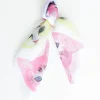 1970s White Cool Cat Print Hair Scarf